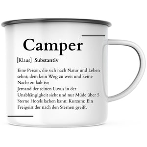 Emaille Tasse| Becher| Definition Camper| Duden| personalisierbar mit Namen - GlamourDesign
