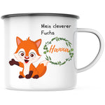 Lade das Bild in den Galerie-Viewer, Emaille Tasse| Becher| Kinder| Fuchs-Motiv| personalisierbar mit Namen - GlamourDesign

