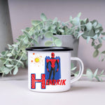 Lade das Bild in den Galerie-Viewer, Emaille Tasse| Becher| Superhelden Tasse für Kinder| mit Wunschnamen - GlamourDesign
