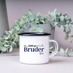 Lade das Bild in den Galerie-Viewer, Emaille Tasse| Becher| Geschenk Bruder| mit Wunschnamen| Lieblingsbruder - GlamourDesign
