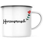 Lade das Bild in den Galerie-Viewer, Emaille Tasse| Becher| Herzensmensch| Dankeschön| personalisierbar mit Wunschnamen - GlamourDesign
