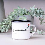 Lade das Bild in den Galerie-Viewer, Emaille Tasse| Becher| Herzensmensch| Dankeschön| personalisierbar mit Wunschnamen - GlamourDesign
