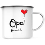 Lade das Bild in den Galerie-Viewer, Emaille Tasse| Becher| Geschenk für den Opa| mit Herz Motiv| personalisierbar mit Wunschnamen - GlamourDesign
