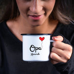 Lade das Bild in den Galerie-Viewer, Emaille Tasse| Becher| Geschenk für den Opa| mit Herz Motiv| personalisierbar mit Wunschnamen - GlamourDesign
