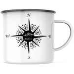 Lade das Bild in den Galerie-Viewer, Emaille Tasse| Becher| Camping| Kompass mit personalisierbaren Wunschtext - GlamourDesign

