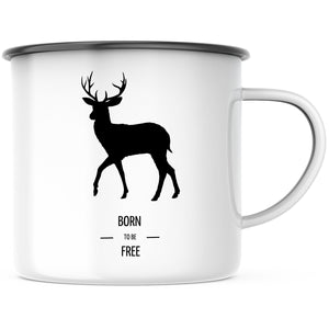 Emaille Tasse| Camping| Hirsch Motiv| Becher| Born to be free - GlamourDesign