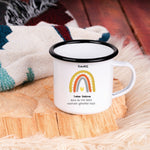 Lade das Bild in den Galerie-Viewer, Emaille Tasse| Erzieherin| Danke, dass du mir beim wachsen geholfen hast| Geschenk für die Erzieherin| Regenbogen| personalisiert mit Namen - GlamourDesign
