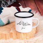Lade das Bild in den Galerie-Viewer, Emaille Tasse| Becher| Berg- Motiv| personalisierbar mit Namen - GlamourDesign
