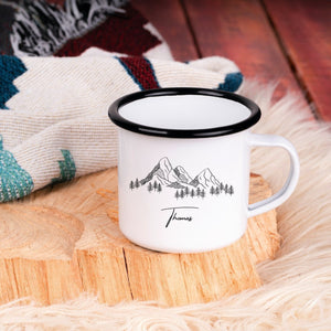 Emaille Tasse| Becher| Berg- Motiv| personalisierbar mit Namen - GlamourDesign