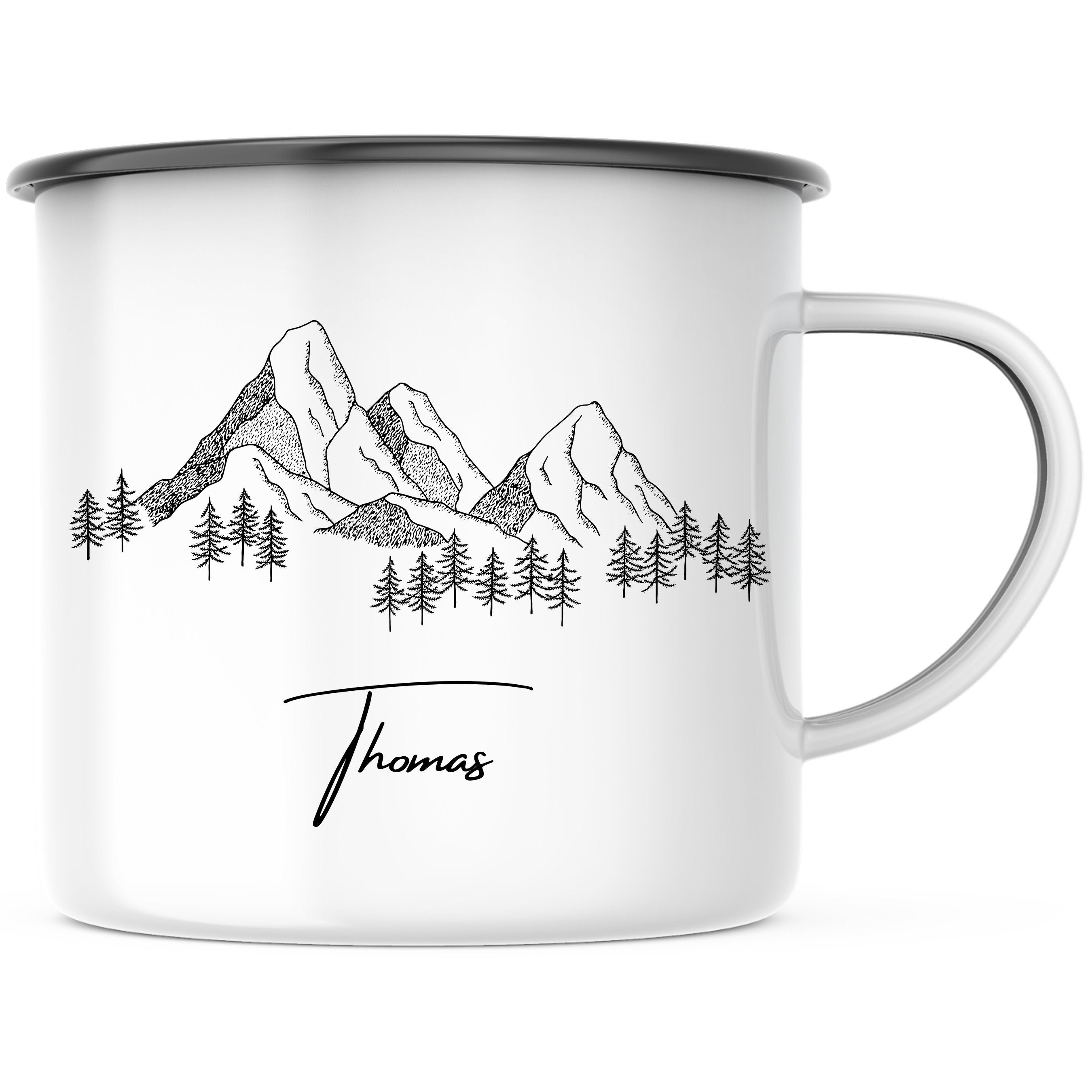 Emaille Tasse| Becher| Berg- Motiv| personalisierbar mit Namen - GlamourDesign