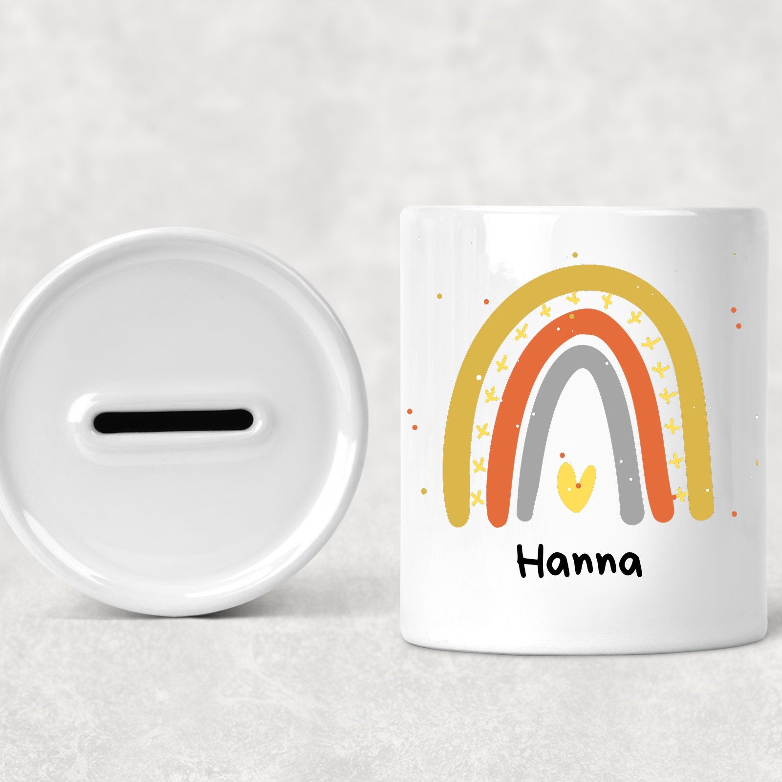 Spardose| Regenbogen-Motiv| Personalisierbar mit Namen - GlamourDesign