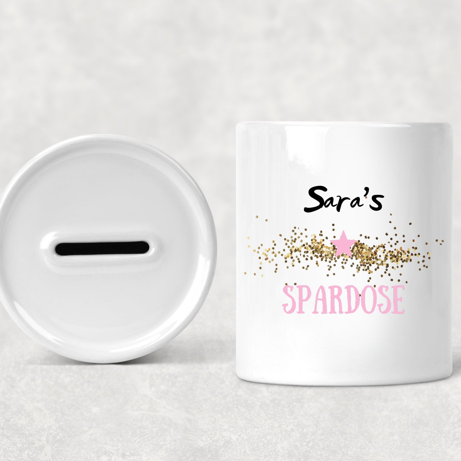 Spardose | Sparbüchse für Kinder| Personalisierbar mit Namen | Mädchen| Jungen - GlamourDesign