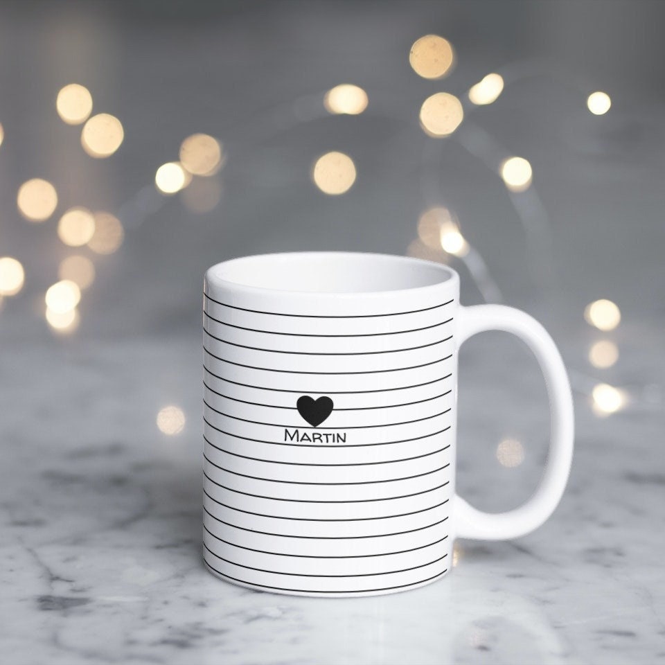 Tassen mit Linienmotiv| Herz| personalisierbar mit Wunschtext| Geschenkidee - GlamourDesign