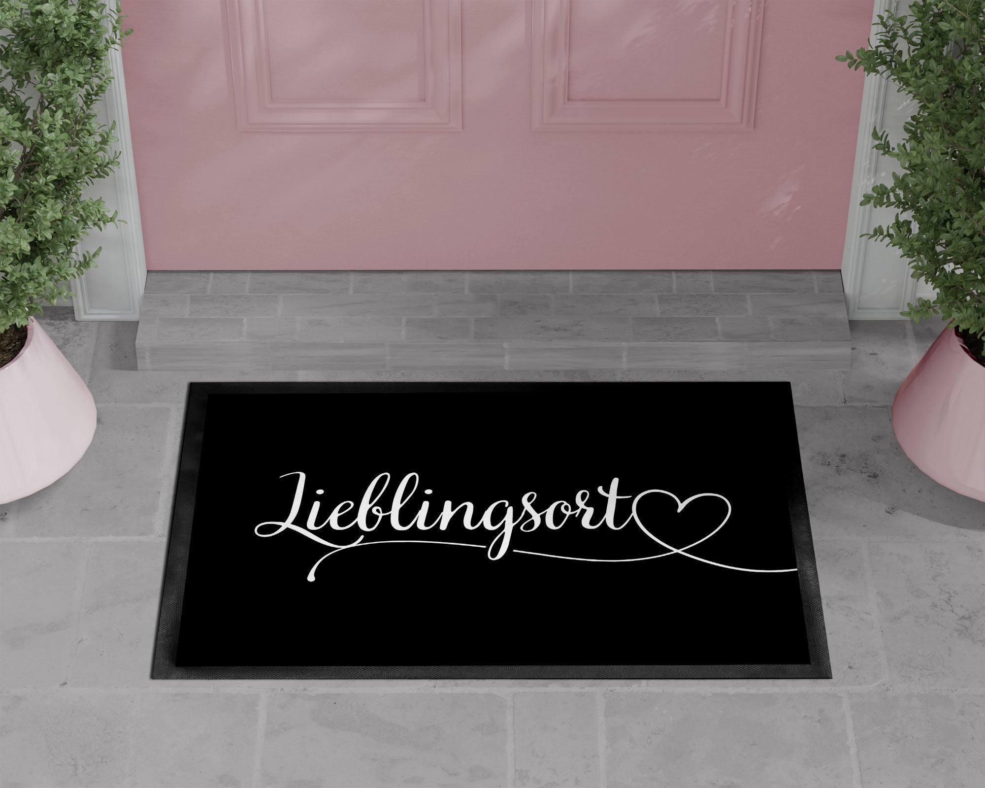 Fußmatte | Lieblingsort| rutschfest mit Rand| schwarz | Indoor - GlamourDesign