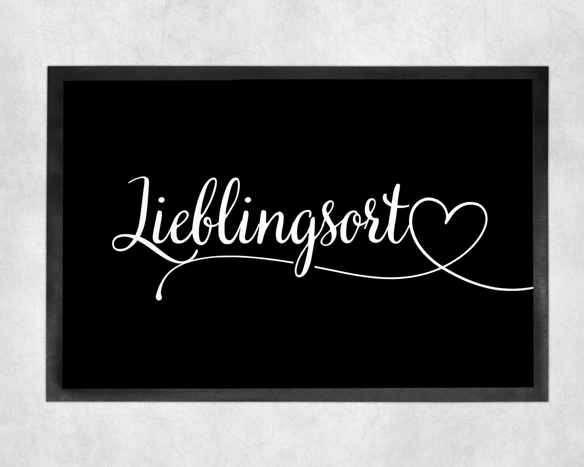 Fußmatte | Lieblingsort| rutschfest mit Rand| schwarz | Indoor - GlamourDesign