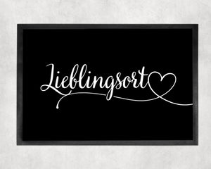Fußmatte | Lieblingsort| rutschfest mit Rand| schwarz | Indoor - GlamourDesign
