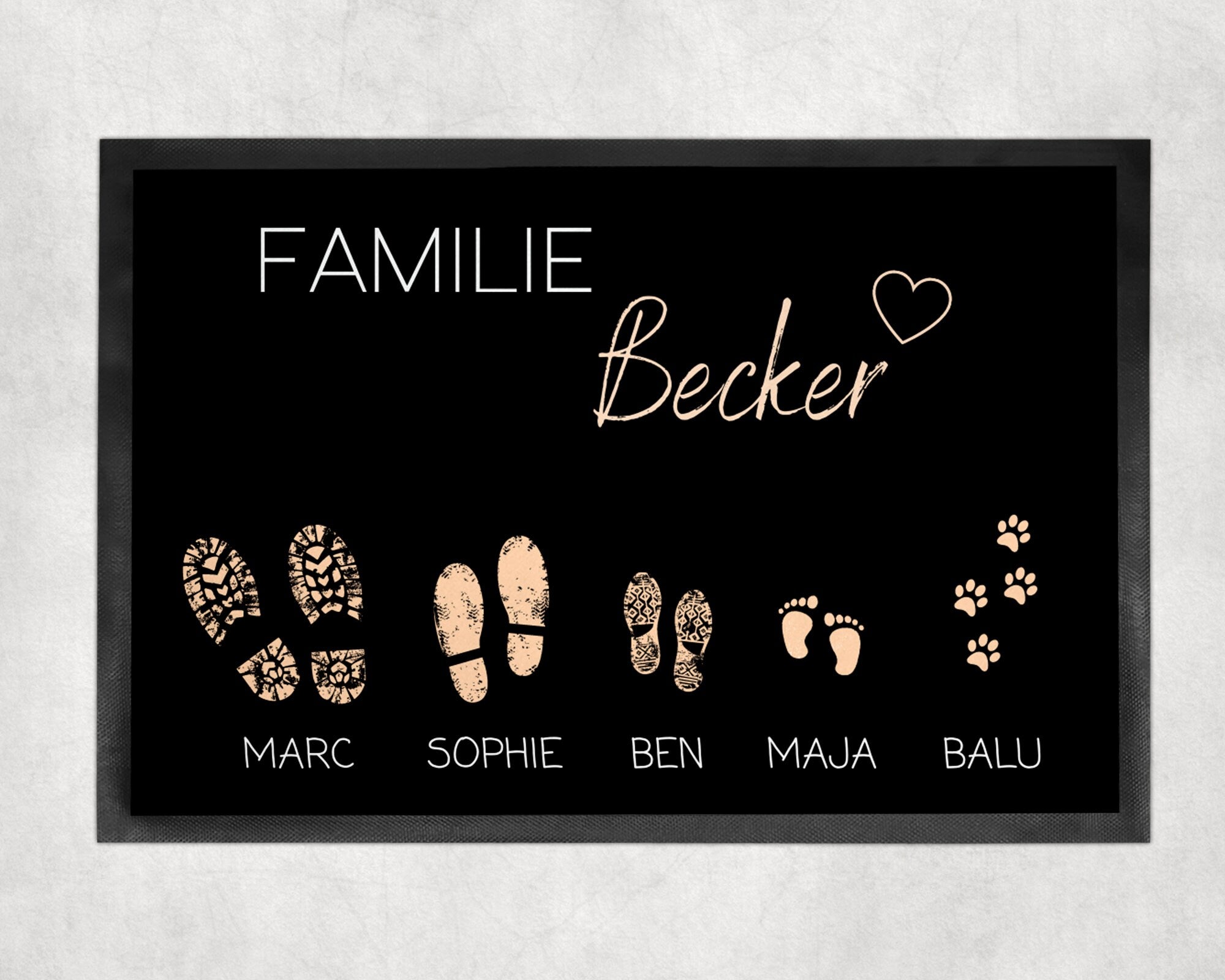 Fußmatte | personalisierbar mit Familiennamen| Fußabdrücke | Indoor - GlamourDesign