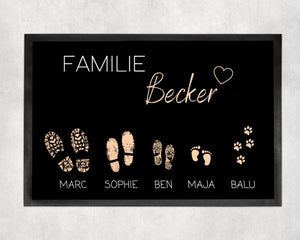 Fußmatte | personalisierbar mit Familiennamen| Fußabdrücke | Indoor - GlamourDesign
