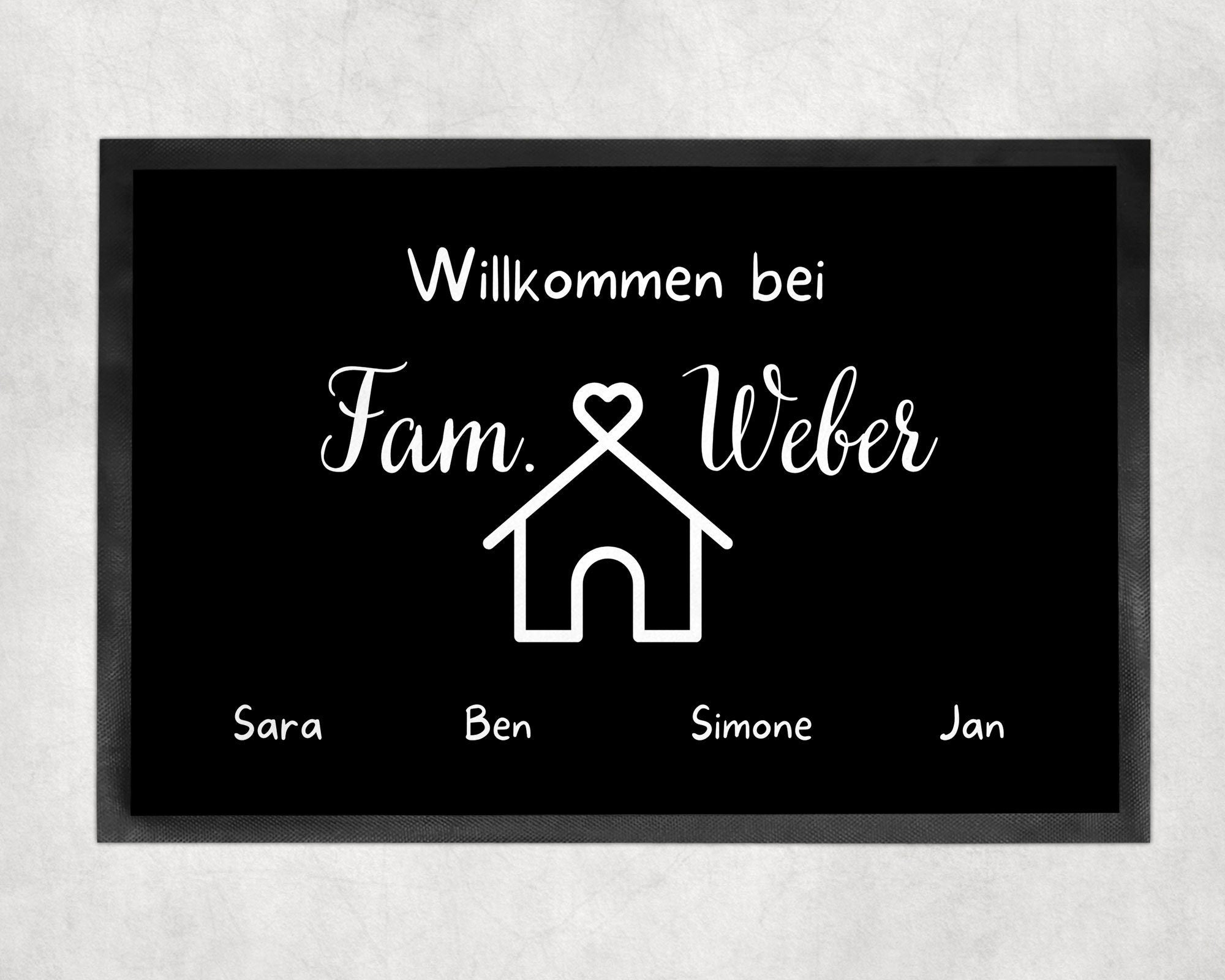 Fußmatte | personalisierbar mit Familien-&Vornamen| bis zu 7 Vornamen - GlamourDesign