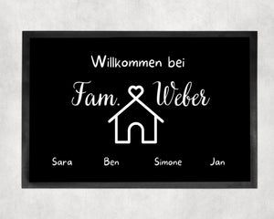 Fußmatte | personalisierbar mit Familien-&Vornamen| bis zu 7 Vornamen - GlamourDesign