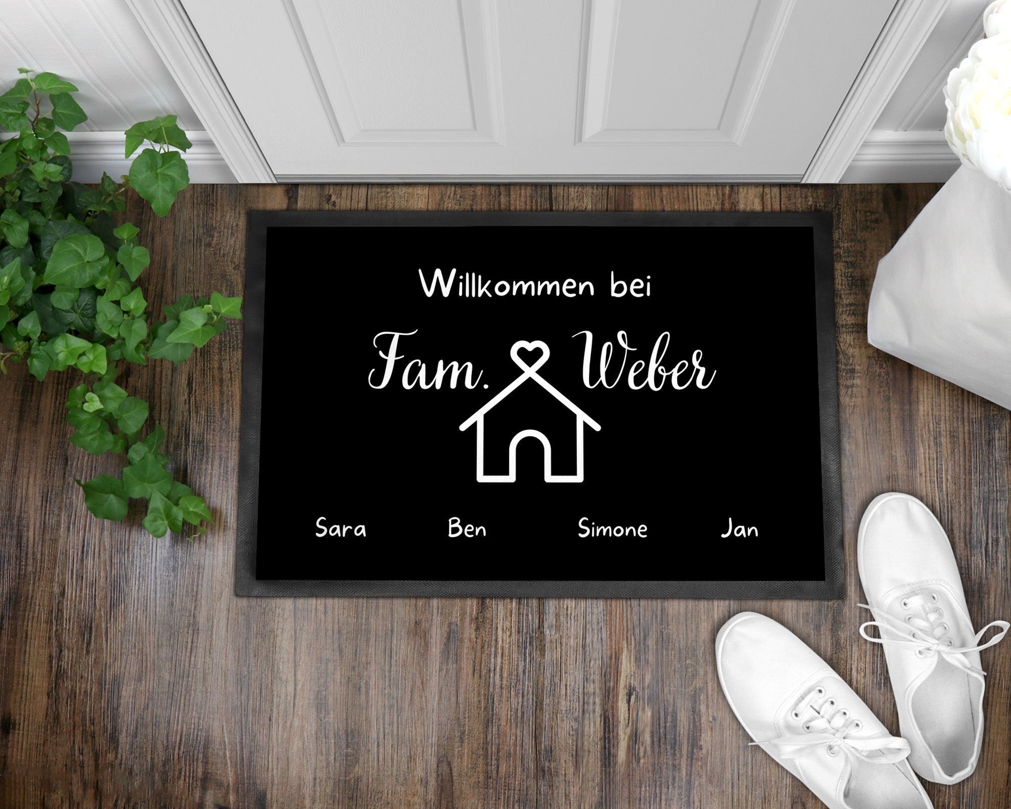 Fußmatte | personalisierbar mit Familien-&Vornamen| bis zu 7 Vornamen - GlamourDesign