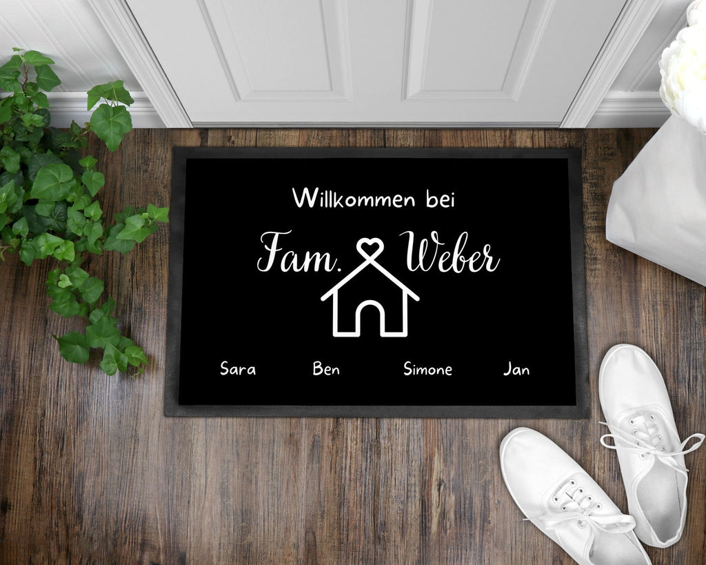 Fußmatte | personalisierbar mit Familien-&Vornamen| bis zu 7 Vornamen - GlamourDesign