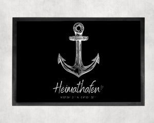 Fußmatte | Heimathafen| gezeichnet| personalisierbar mit Koordinaten | Indoor - GlamourDesign