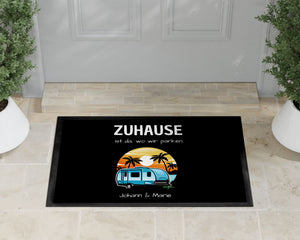 Fußmatte | Zuhause ist wo wir parken| personalisierbar mit Vornamen| rutschfest & waschbar | Indoor - GlamourDesign