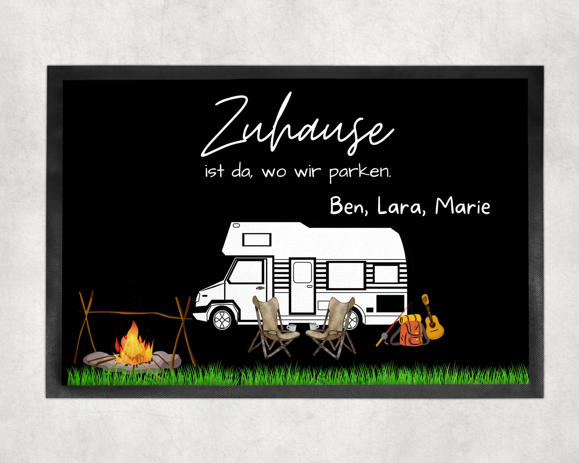 Fußmatte | Zuhause ist wo wir parken| personalisierbar mit Vornamen| rutschfest & waschbar | Indoor - GlamourDesign