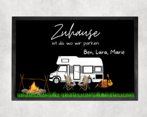 Fußmatte | Zuhause ist wo wir parken| personalisierbar mit Vornamen| rutschfest & waschbar | Indoor - GlamourDesign