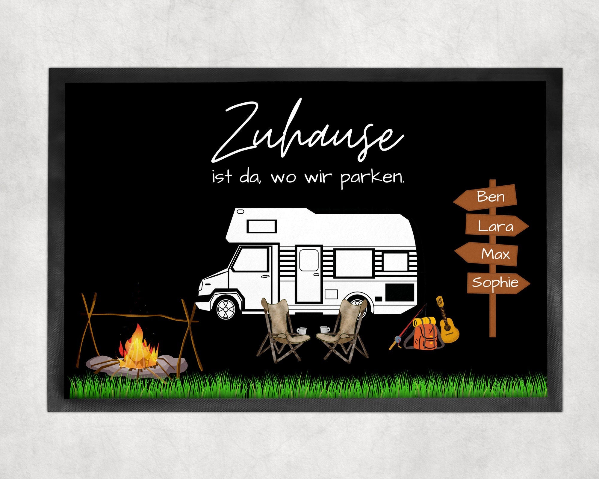 Fußmatte | Zuhause ist wo wir parken| personalisierbar mit Vornamen| rutschfest & waschbar | Indoor - GlamourDesign