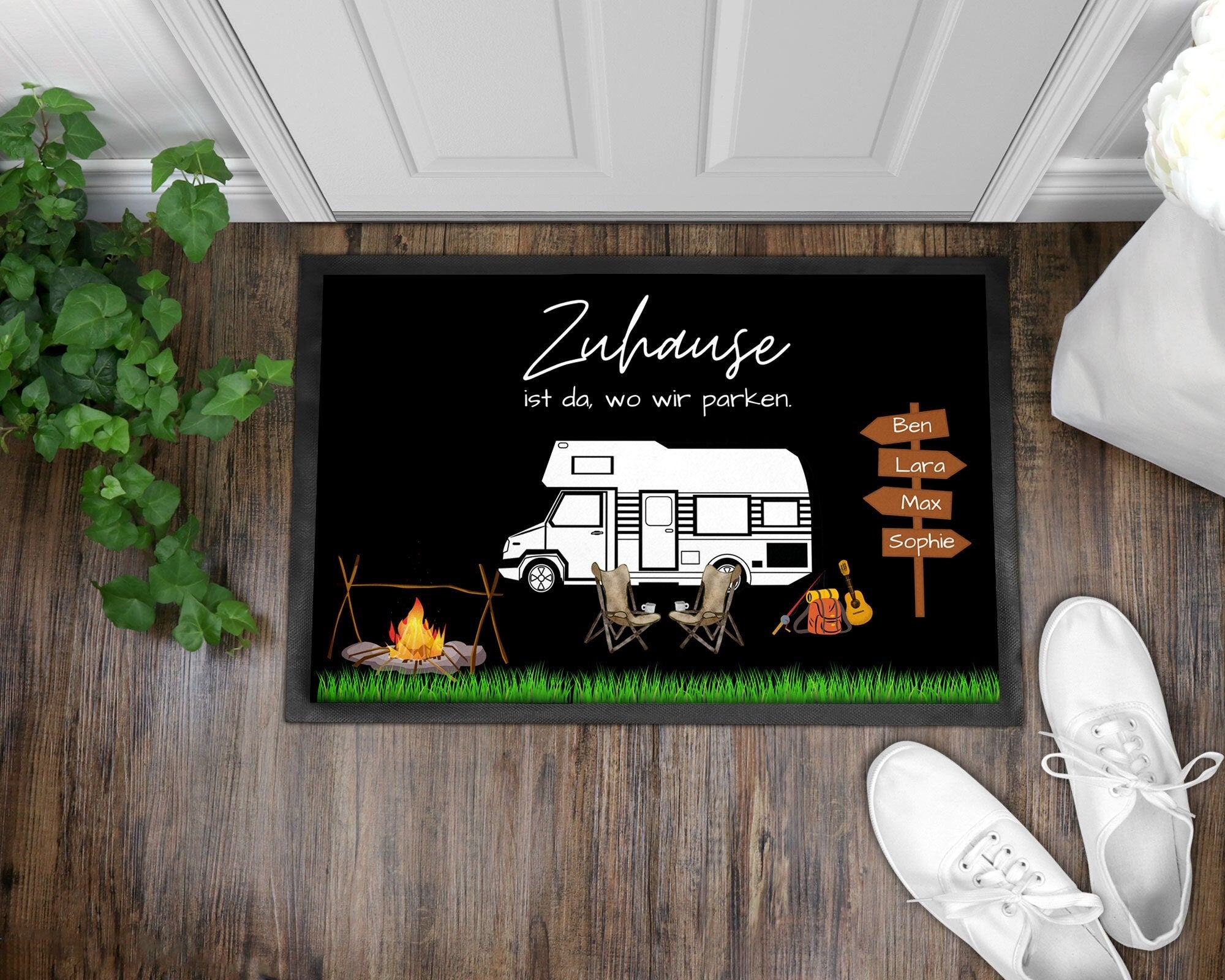 Fußmatte | Zuhause ist wo wir parken| personalisierbar mit Vornamen| rutschfest & waschbar | Indoor - GlamourDesign