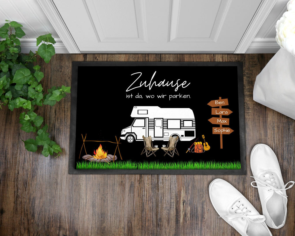 Fußmatte | Zuhause ist wo wir parken| personalisierbar mit Vornamen| rutschfest & waschbar | Indoor - GlamourDesign