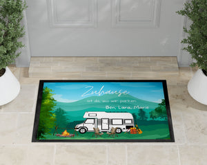 Fußmatte| Camping| verschiedene Camper Modelle| personalisierbar mit Vornamen| rutschfest & waschbar | Indoor - GlamourDesign