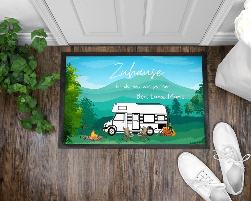 Fußmatte| Camping| verschiedene Camper Modelle| personalisierbar mit Vornamen| rutschfest & waschbar | Indoor - GlamourDesign