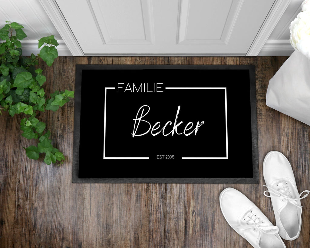 Fußmatte | personalisierbar mit Familiennamen & Jahr des Einzugs | Indoor - GlamourDesign