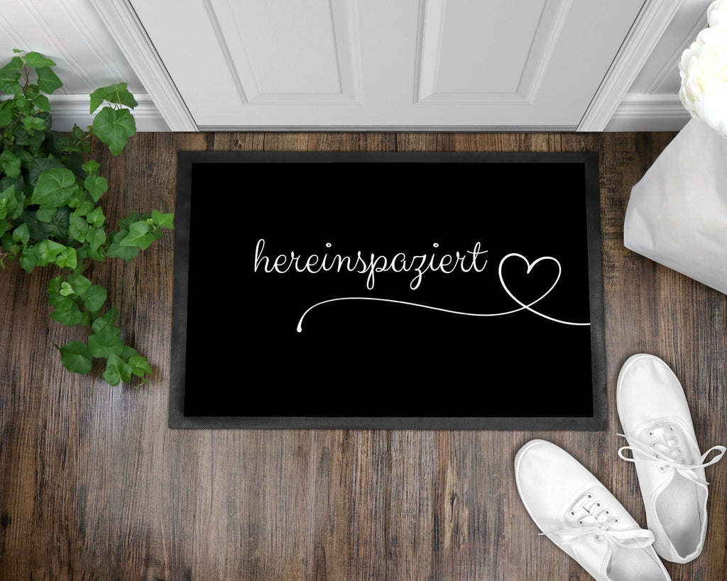Fußmatte | hereinspaziert| rutschfest & waschbar| schwarz | Indoor - GlamourDesign