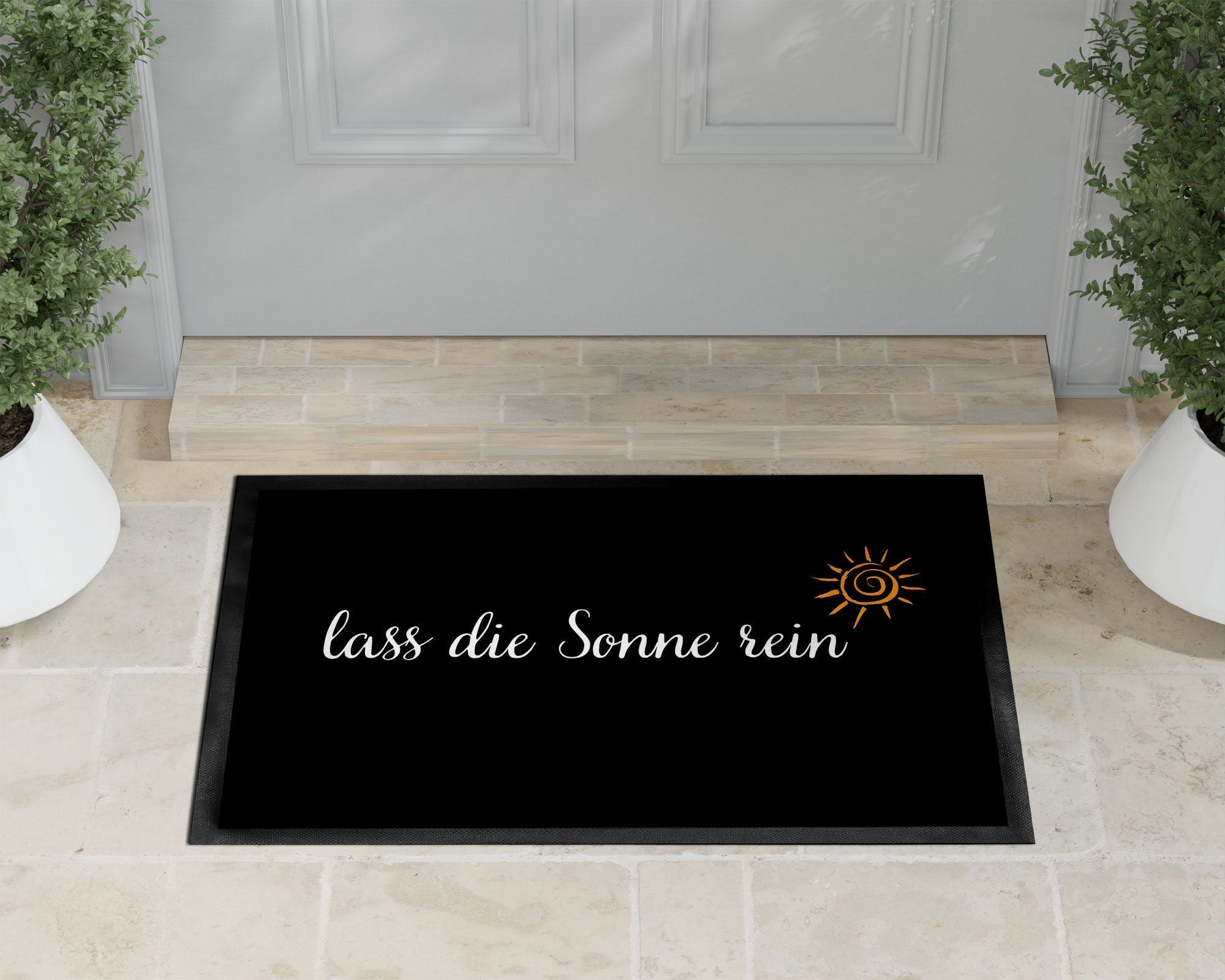 Fußmatte | Lass die Sonne rein| rutschfest & waschbar| schwarz | Indoor - GlamourDesign