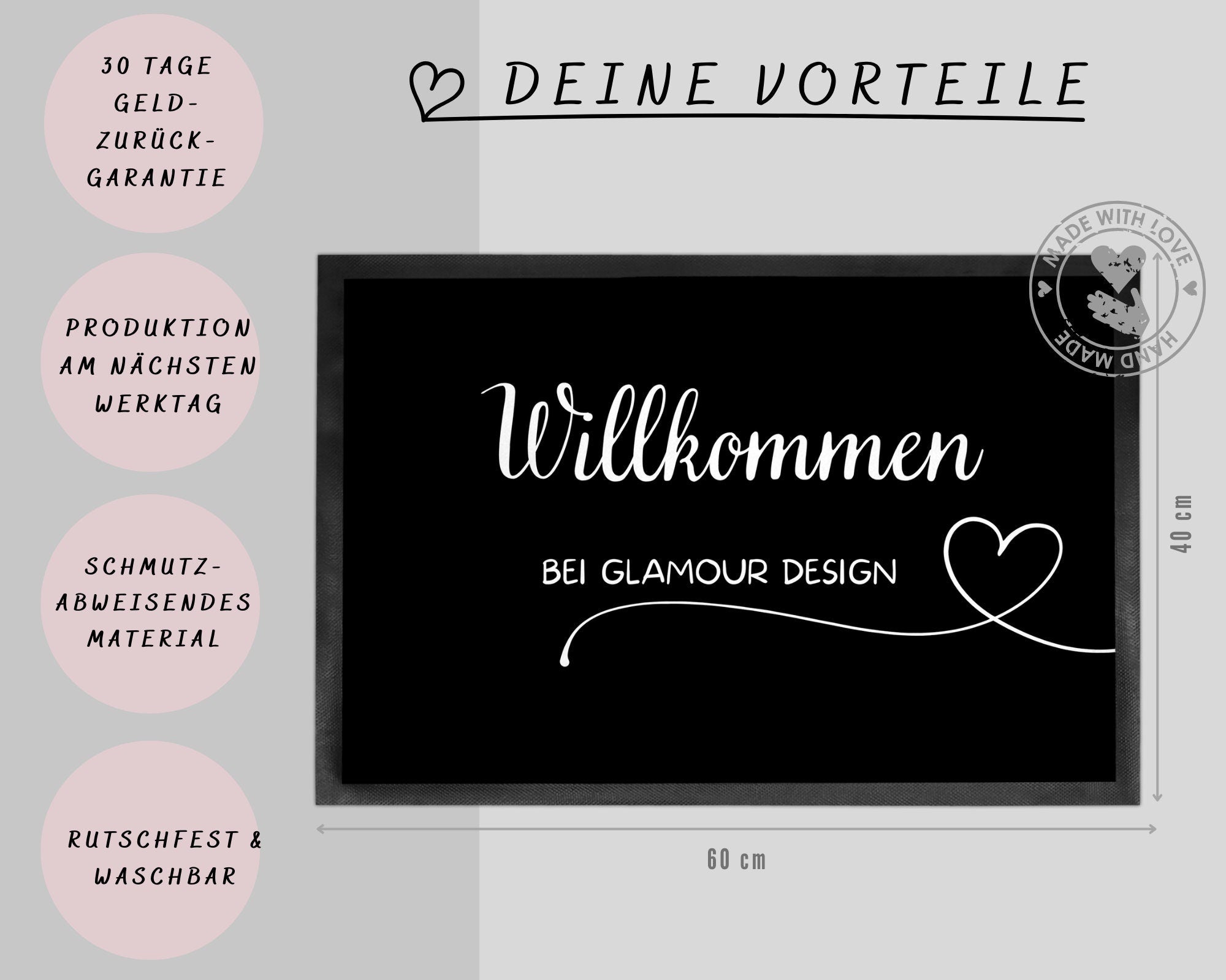 Pinguin Fußmatte | personalisierbar mit Familiennamen und verschiedenen Pinguine | rutschfest&waschbar | Indoor - GlamourDesign