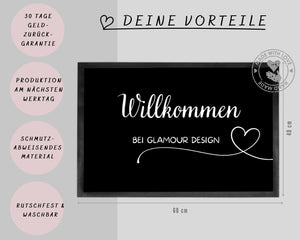 Pinguin Fußmatte | personalisierbar mit Familiennamen und verschiedenen Pinguine | rutschfest&waschbar | Indoor - GlamourDesign