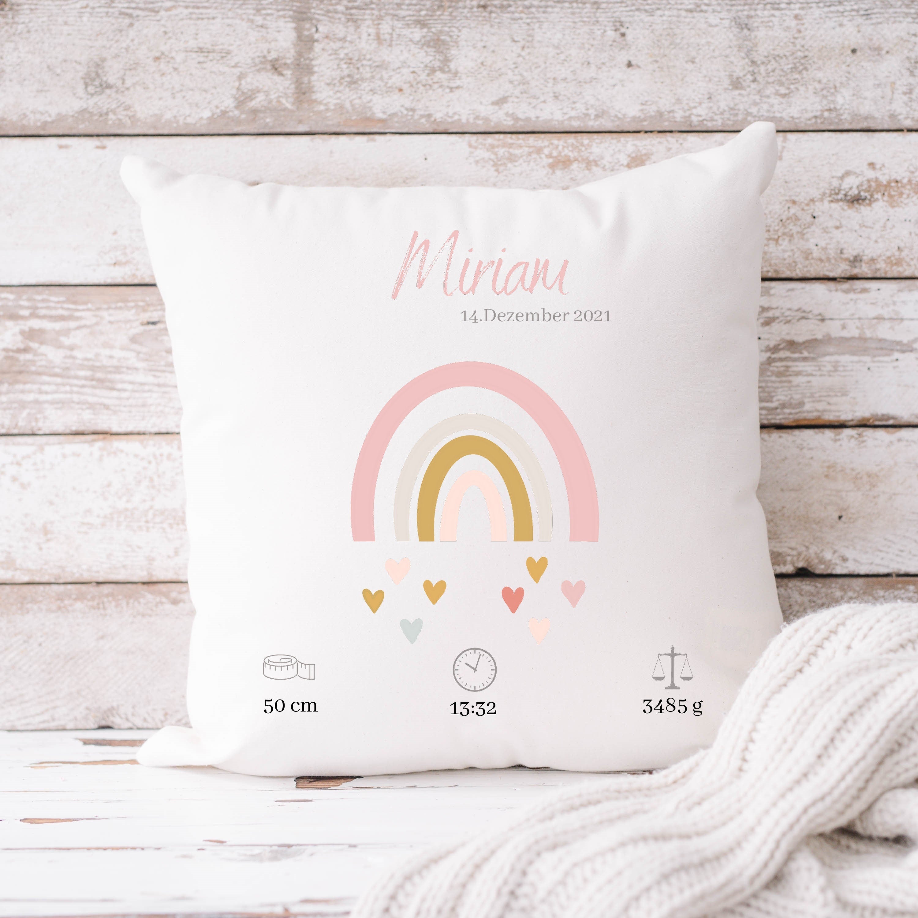 Personalisierbarer Kissenbezug| Kissen| Regenbogen mit Namen| Namenskissen - GlamourDesign