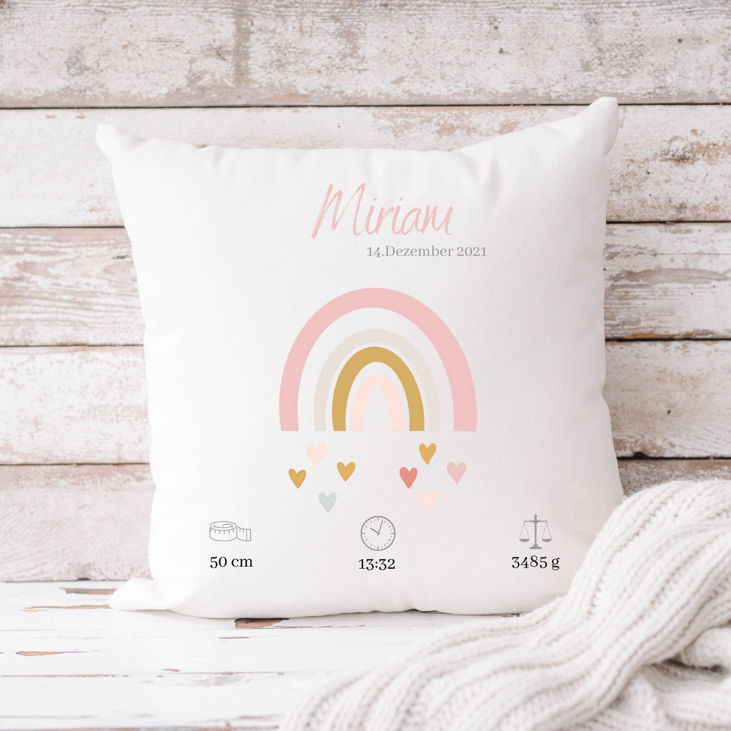 Personalisierbarer Kissenbezug| Kissen| Regenbogen mit Namen| Namenskissen - GlamourDesign