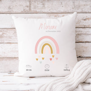 Personalisierbarer Kissenbezug| Kissen| Regenbogen mit Namen| Namenskissen - GlamourDesign