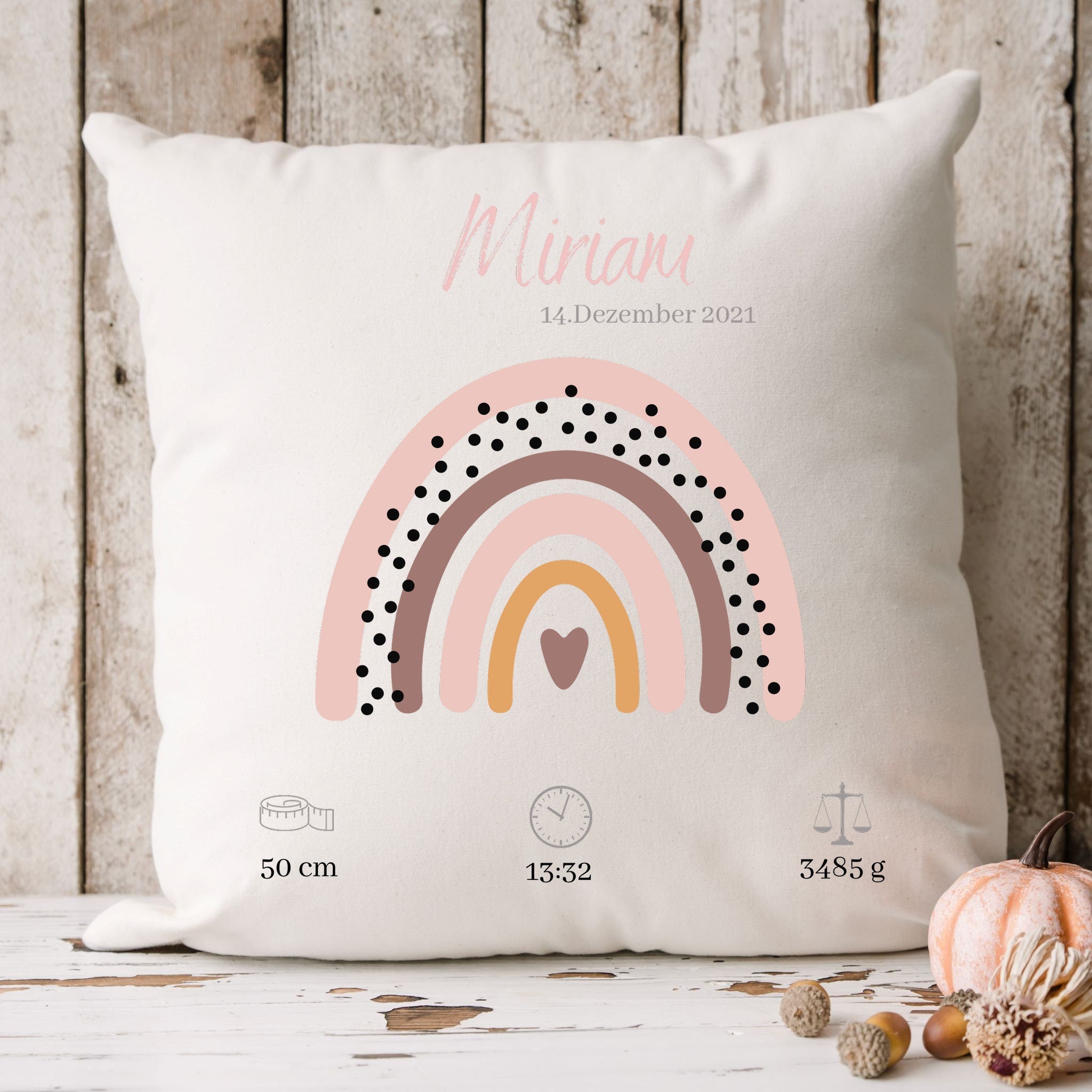 Personalisierbarer Kissenbezug| Kissen| Regenbogen mit Namen| Namenskissen - GlamourDesign