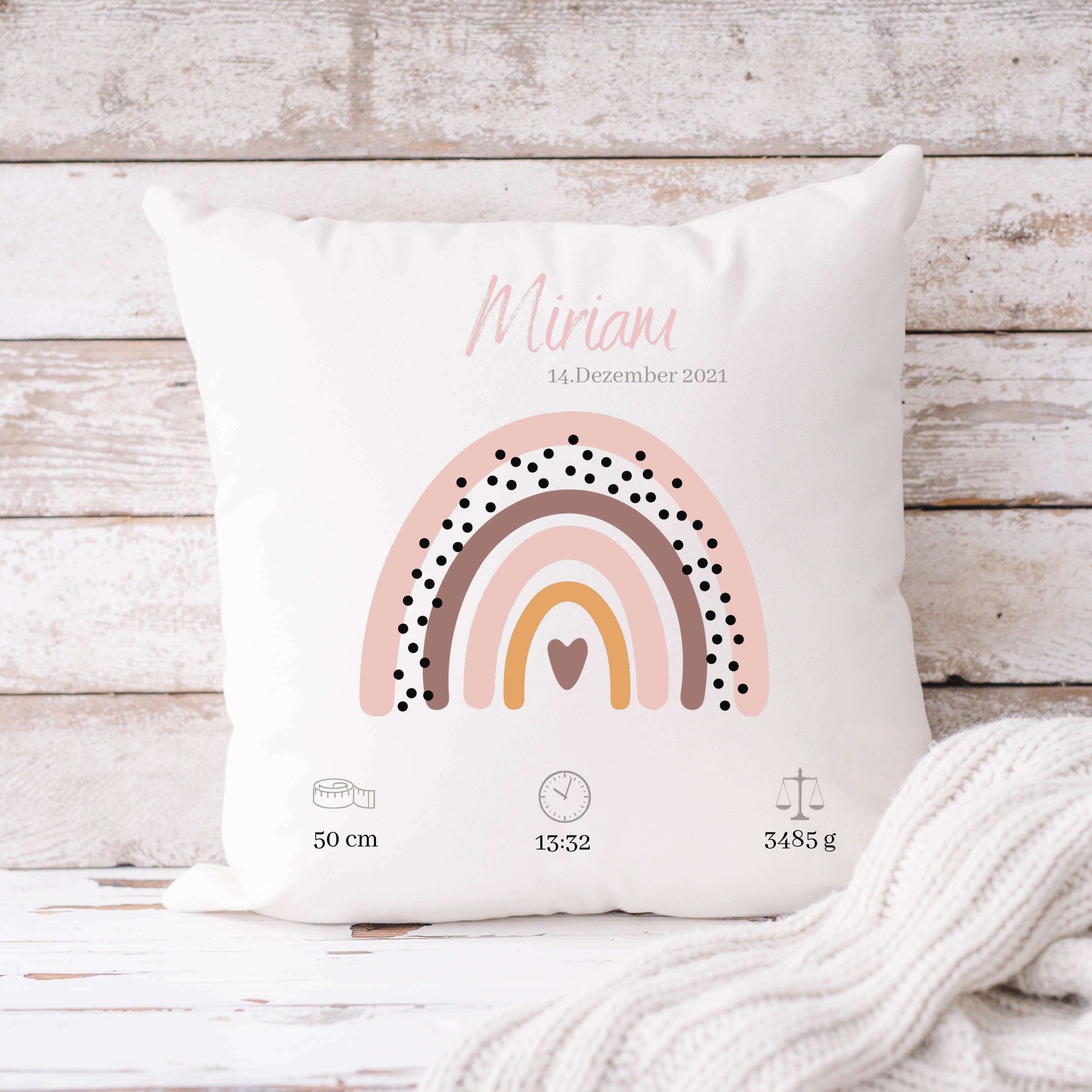 Personalisierbarer Kissenbezug| Kissen| Regenbogen mit Namen| Namenskissen - GlamourDesign
