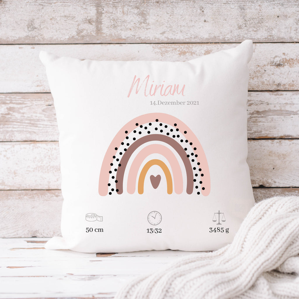 Personalisierbarer Kissenbezug| Kissen| Regenbogen mit Namen| Namenskissen - GlamourDesign