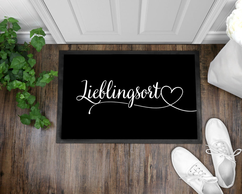 Fußmatte | Lieblingsort| rutschfest mit Rand| schwarz | Indoor - GlamourDesign