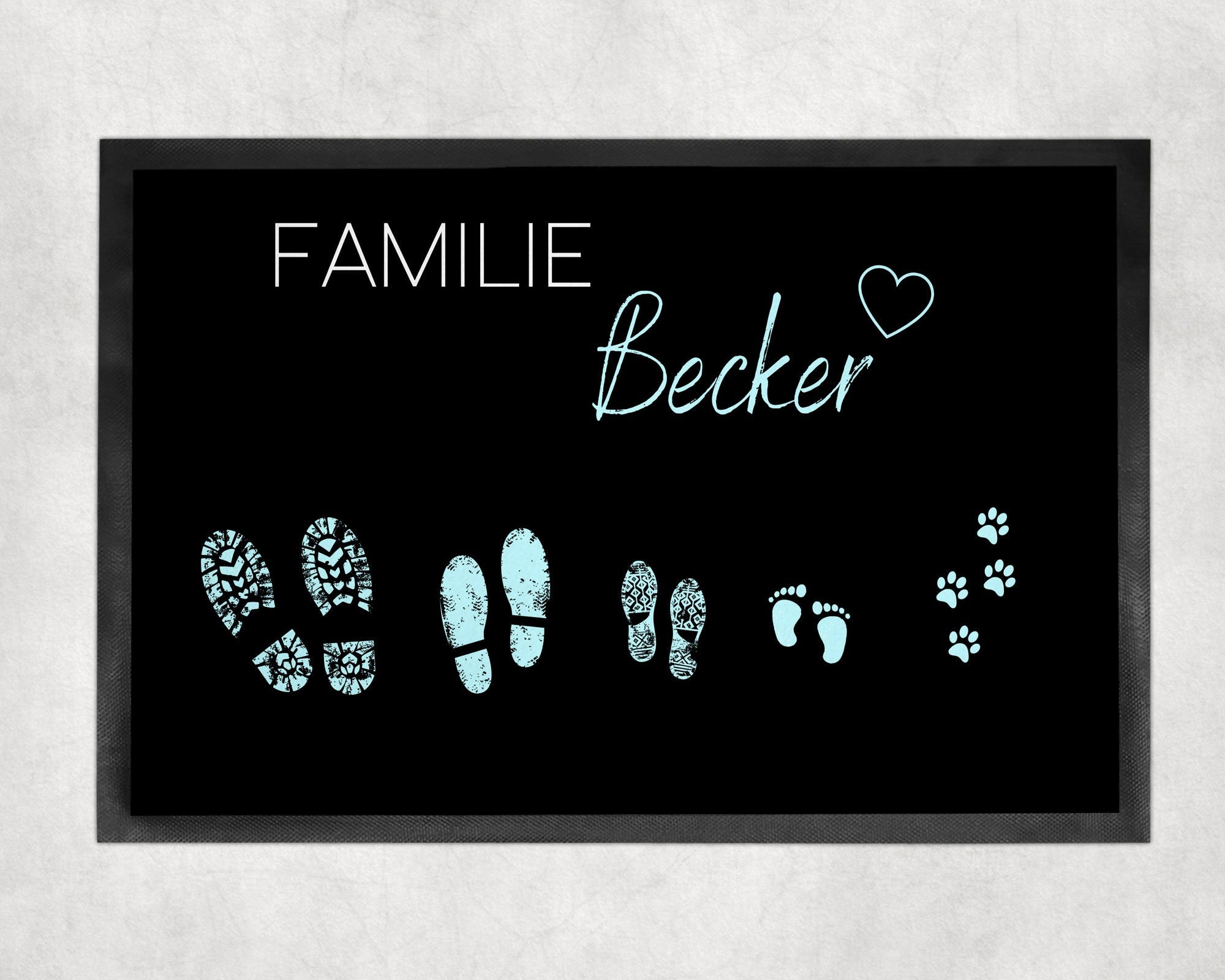 Fußmatte | personalisierbar mit Familiennamen| Fußabdrücke | Indoor - GlamourDesign