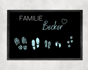 Fußmatte | personalisierbar mit Familiennamen| Fußabdrücke | Indoor - GlamourDesign