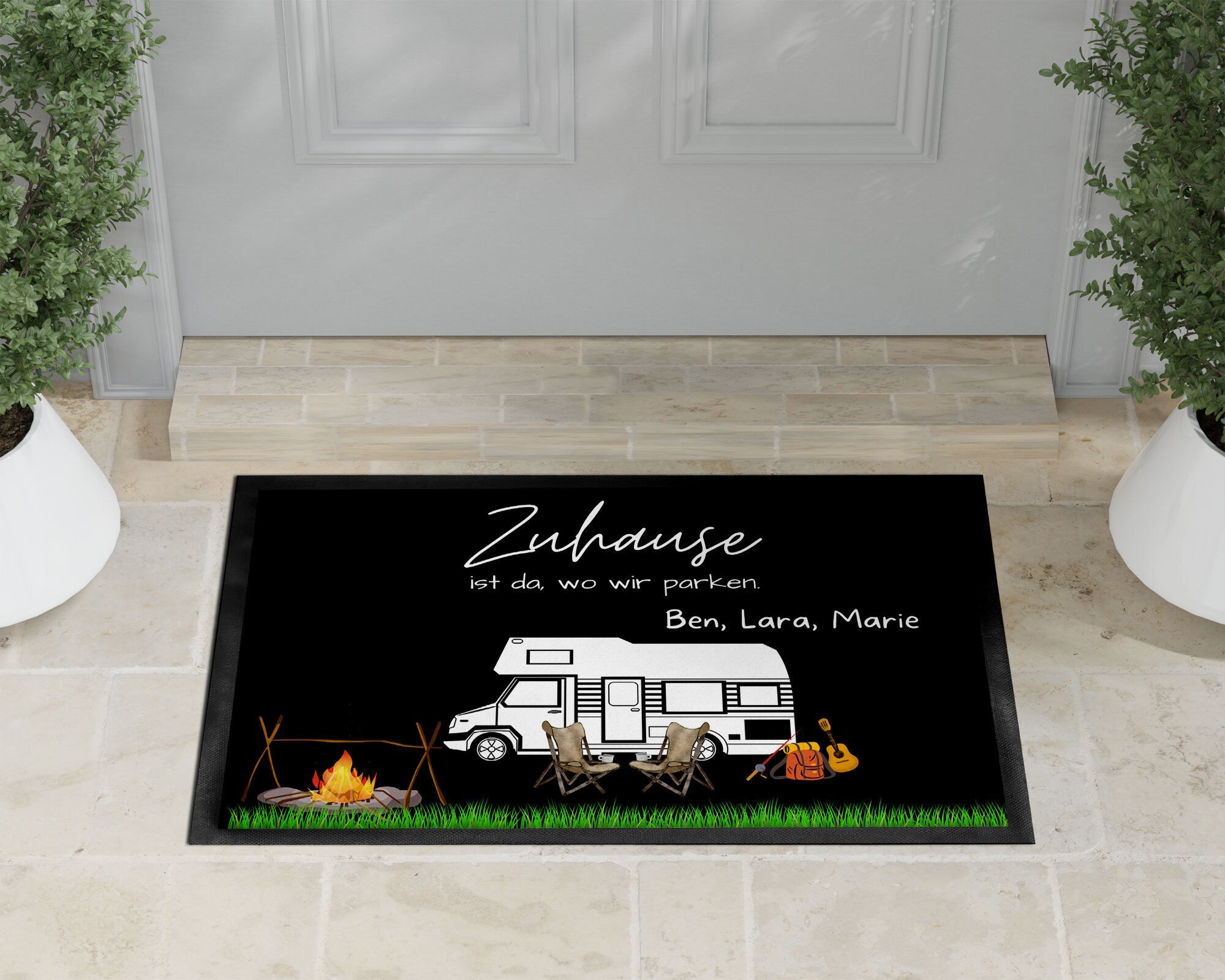 Fußmatte | Zuhause ist wo wir parken| personalisierbar mit Vornamen| rutschfest & waschbar | Indoor - GlamourDesign